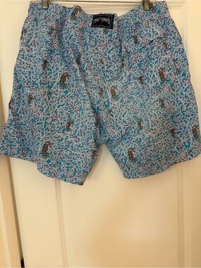 Michaels Pink and Blue Coral-Print Swim Shorts